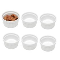 Kit 6 Ramequim Mini Bowl de Porcelana Molheira Clássico Canelado Branco Lyor 40ml