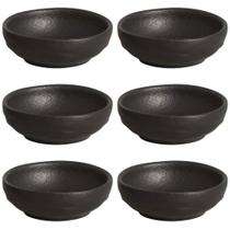 Kit 6 Ramequins 9x3cm Cerâmica 70ml Orgânico Preto Matte Mol
