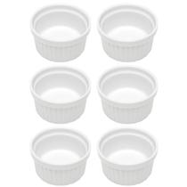 Kit 6 Ramequins Canelado 50ml Porcelana Classic Branco Lyor Pequeno Molhos
