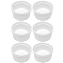Kit 6 Ramequins Canelado 50ml Porcelana Classic Branco Lyor Servir Petiscos
