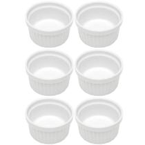 Kit 6 Ramequins Canelado 50ml Porcelana Classic Branco Lyor Servir Petiscos