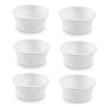 Kit 6 Ramequins Canelados Melamina 30ml Branco Molhos Mostarda Ketchup Bar Lanchonete