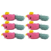 Kit 6 Ratos De Pelúcia Em Cores Vibrantes Brinquedos Para Gato Com Catnip