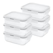 Kit 6 recipiente hermético vidro 1040ml tampa vedação pote organizador cozinha louça casa freezer Kit 6 recipiente hermético vidro 1040ml tampa vedação pote organizador cozinha louça casa freezer