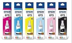 KIT 6 REFIL DE TINTA para impressora T673. 01 BLACK, 01 CYAN, 01 YELLOW, 01 MAGENTA, 01 CYAN LIGHT, 01 MAG LIGHT
