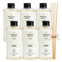Kit 6 Refil Difusor de Perfume Patchouli Vanilla Lenvie com Varetas 200ml Kit 6 Refil Difusor de Perfume Patchouli Vanilla Lenvie com Varetas 200ml