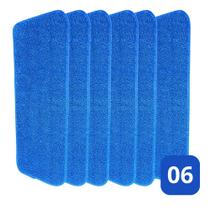 Kit 6 Refil Mop Spray Esfregão Microfibra Alta Limpeza Azul