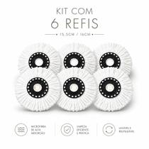 Kit 6 Refil para Mop Giratório 360 Esfregão Microfibra Universal 16cm Diâmetro Macio Absorvente Econômico e Sustentável Kit 6 Refil para Mop Giratório 360 Esfregão Microfibra Universal 16cm Diâmetro Macio Absorvente Econômico e Sustentável