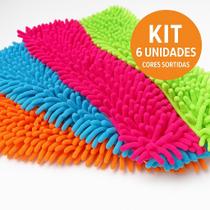 Kit 6 Refil Rodo Mop Esfregão Microfibra Tira Pó Cor:SORTIDA Kit 6 Refil Rodo Mop Esfregão Microfibra Tira Pó Cor:SORTIDA