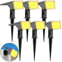 Kit 6 Refletor Ecoforce Solar 6 Led 50x Mais Forte Colorida Azul Vermelha Amarela Verde Spot Jardim Chão Parede Luminária
