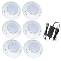 Kit 6 Refletor Hiper Led 6W Azul Abs e Fonte 3A