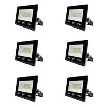 Kit 6 Refletor Led 30w Smd Bivolt 6500k Fachada Pavilhão Ip66 Mx-0316