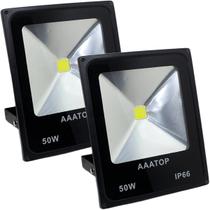 Kit 6 Refletor Led Holofote Externo Jardim Muro 50w Branco