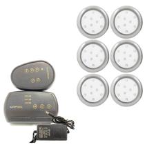 Kit 6 Refletor LED Piscina RGB 9W Inox + Central Compacta