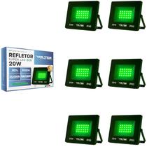 Kit 6 Refletor Led Volter Eco 20w Luz Verde Ip65 Preto Kit 6 Refletor Led Volter Eco 20w Luz Verde Ip65 Preto