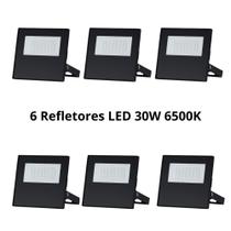 Kit 6 Refletores LED 30W Slim Luz Fria 6500K - Taschibra