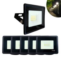 Kit 6 Refletores Led Holofote 30w Branco Frio 6500k Prova Dagua