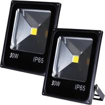 Kit 6 Refletores Led Holofote Externo Jardim Muro 30w Branco