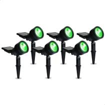 Kit 6 Refletores Luminária Solar Spot Jardim 10w Verde Kit 6 Refletores Luminária Solar Spot Jardim 10w Verde