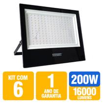 Kit 6 Refletores Taschibra TR LED 200W Preto