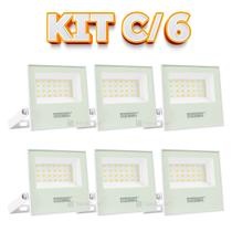 Kit 6 Refletores Taschibra TR LED 30 Slim 30W Branco