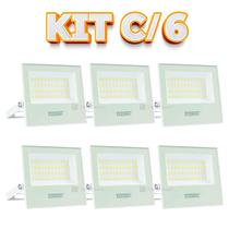 Kit 6 Refletores Taschibra TR LED 50 Slim 50W Branco