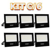 Kit 6 Refletores Taschibra TR LED 50 Slim 50W Preto