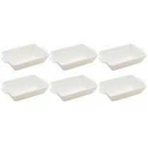 Kit 6 Refratários 23,5x15x5cm Travessa Porcelana Branca com Alça Funda Lyor Basic Kit 6 Refratários 23,5x15x5cm Travessa Porcelana Branca com Alça Funda Lyor Basic