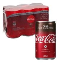 KIT 6 Refrigerante Coca Cola Plus Café Expresso Lata 220ml