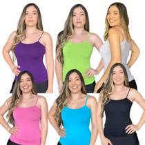 Kit 6 Regata Blusinha Feminina de Alça Básica Alçinha Verão