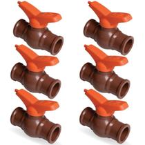 Kit 6 registro de esfera pvc soldavel marrom 25mm 3/4"
