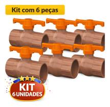 Kit 6 Registro Esfera Soldável 25mm Krona PVC Água Fria