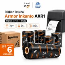 Kit 6 Ribbons Resina Armor Inkanto AXR1 110x74m Preto Kit 6 Ribbons Resina Armor Inkanto AXR1 110x74m Preto