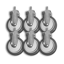 Kit 6 Rodinhas 12cm Plástico BP 5 Polegadas c/ Parafuso Fixo Kit 6 Rodinhas 12cm Plástico BP 5 Polegadas c/ Parafuso Fixo