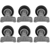 Kit 6 Rodinhas 50mm Plástico BP 2 Polegadas c/ Placa Fixa