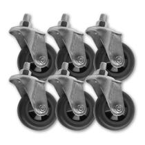 Kit 6 Rodinhas 75mm Plástico BP 3 Polegadas c/ Parafuso Fixo