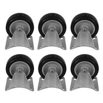 Kit 6 Rodinhas Cinza 4 Pol BP Sem freio com Placa Fixa