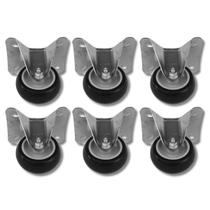 Kit 6 Rodinhas para Móveis 3 Pol BP s Freio c Placa Fixa