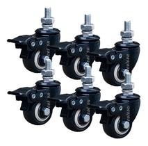 Kit 6 Rodízio Linha Black Parafuso 3/8" 41mm Com Freio Preto - Colson