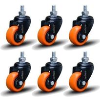Kit 6 Rodízio Linha Black Parafuso 3/8" 41mm Sem Freio 180kg Laranja - Colson