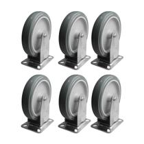 Kit 6 Rodízios 612 BP com Placa Fixa Sem Trava para 85Kg