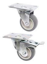 Kit 6 Rodizios Girat. Placa 3pol. Pvc (4 C/ Freio + 2 Sem)