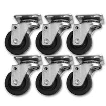 Kit 6 Rodízios s/ Trava c/ Placa Giratória 2 Pol