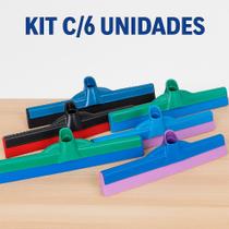 Kit 6 Rodos Limpeza 40cm Borracha Dupla Encaixe 22mm Cores Sortidas Kit 6 Rodos Limpeza 40cm Borracha Dupla Encaixe 22mm Cores Sortidas