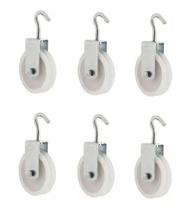 KIT 6 ROLDANA PLASTICA NYLON PARA VARAL 8cm COM GANCHO REFORÇADA