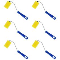 Kit 6 Rolo Espuma Tigre 5cm com Suporte Pintura Simples
