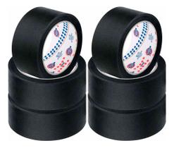 Kit 6 Rolo Fita Crepe Adesiva Preta 48mm X 50m Fácil Remoção Kit 6 Rolo Fita Crepe Adesiva Preta 48mm X 50m Fácil Remoção