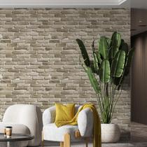 Kit 6 Rolos Papel De Parede Adesivo Tijolo Bege 3,0M