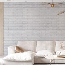 Kit 6 Rolos Papel De Parede Adesivo Tijolo Branco 3,0M