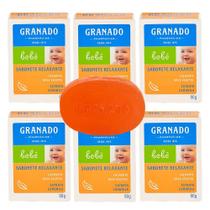 Kit 6 Sabonete Bebe Granado Infantil Glicerina Extrato de Camomila Relaxante Base Vegetal 90g Kit 6 Sabonete Bebe Granado Infantil Glicerina Extrato de Camomila Relaxante Base Vegetal 90g